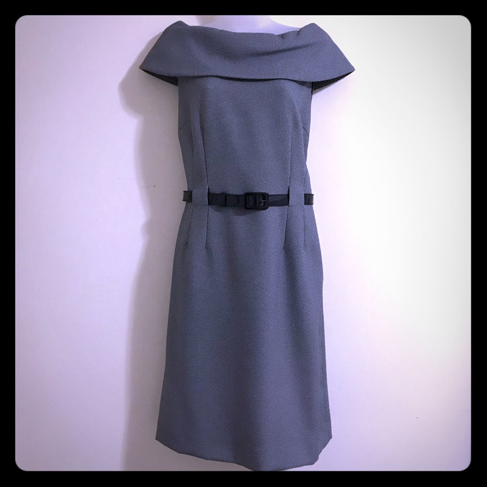 TAHARI Statement Collar Dress
